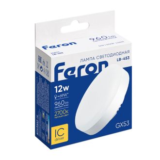 Лампа светодиодная Feron LB-453 GX53 12W 175-265V 2700K, 25833