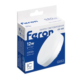 Лампа светодиодная Feron LB-453 GX53 12W 175-265V 4000K, 25835