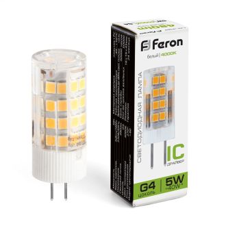 Лампа светодиодная Feron LB-432 G4 5W 175-265V 4000K, 25861