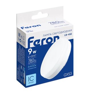 Лампа светодиодная Feron LB-452 GX53 9W 175-265V 6400K, 25867
