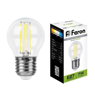 Лампа светодиодная Feron LB-52 Шарик E27 7W 230V 4000K, 25877