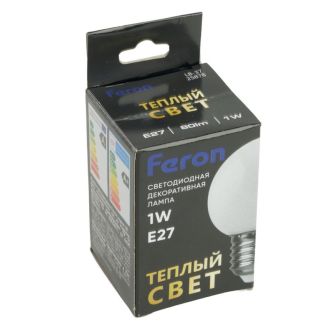 Лампа светодиодная Feron LB-37 Шарик матовый E27 1W 230V 2700K, 25878