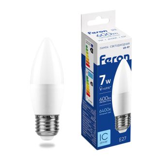 Лампа светодиодная Feron LB-97 Свеча E27 7W 175-265V 6400K, 25883