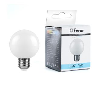 Лампа светодиодная Feron LB-371 Шар E27 3W 230V 6400K матовый, 25902