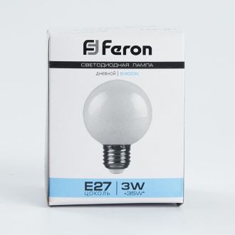 Лампа светодиодная Feron LB-371 Шар E27 3W 230V 6400K матовый, 25902