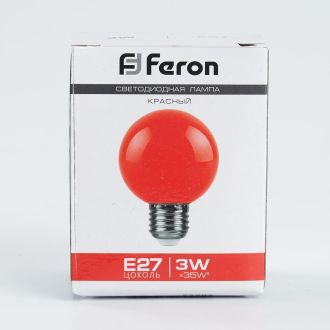 Лампа светодиодная Feron LB-371 Шар матовый E27 3W 230V красный, 25905