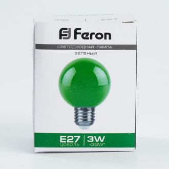 Лампа светодиодная Feron LB-371 Шар матовый E27 3W 230V зеленый, 25907