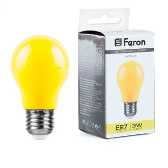 Лампа светодиодная Feron LB-375 E27 3W матовая 230V желтая, 25921