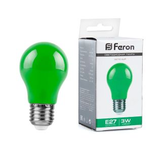 Лампа светодиодная Feron LB-375 E27 3W матовая 230V зеленая, 25922