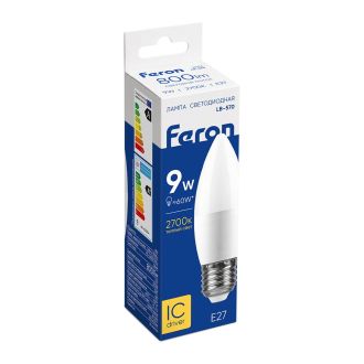 Лампа светодиодная Feron LB-570 Свеча E27 9W 175-265V 2700K, 25936
