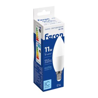 Лампа светодиодная Feron LB-770 Свеча E14 11W 175-265V 6400K, 25943