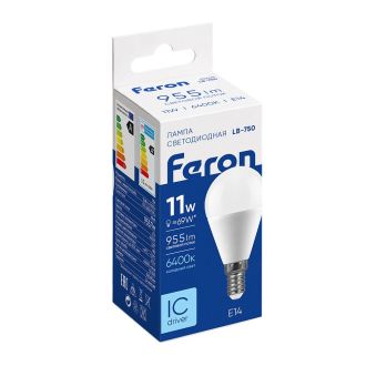 Лампа светодиодная Feron LB-750 Шарик E14 11W 175-265V 6400K, 25948