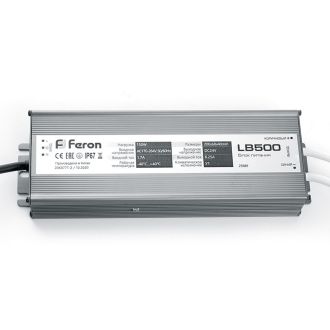Трансформатор LB500 DC24V 150W IP67, Feron, 25989