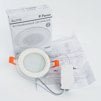 Светодиодный светильник Feron AL2110 встраиваемый 6W 4000K белый, 27850