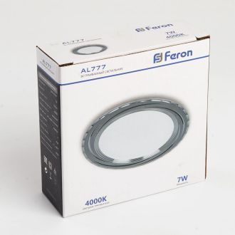Светодиодный светильник Feron AL777 встраиваемый 7W 4000K серебристый, 28682