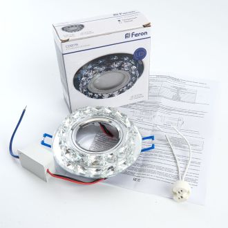 Светильник встраиваемый с белой LED подсветкой Feron CD878 потолочный MR16 G5.3 прозрачный, 28823