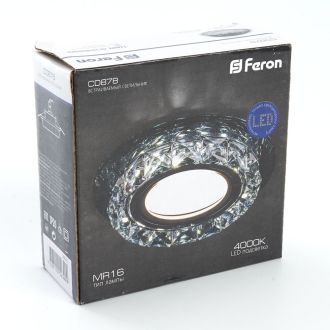 Светильник встраиваемый с белой LED подсветкой Feron CD878 потолочный MR16 G5.3 прозрачный, 28823