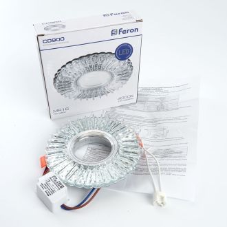 Светильник встраиваемый с белой LED подсветкой Feron CD900 потолочный MR16 G5.3 белый, 28843