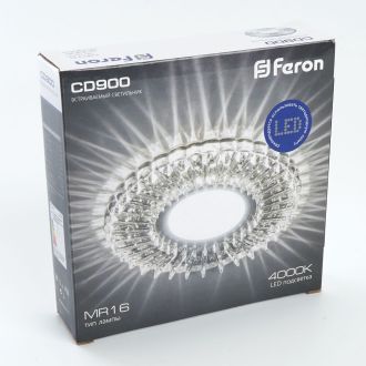 Светильник встраиваемый с белой LED подсветкой Feron CD900 потолочный MR16 G5.3 белый, 28843