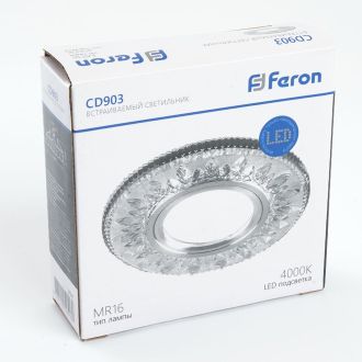 Светильник встраиваемый с белой LED подсветкой Feron CD903 потолочный MR16 G5.3 белый, 28846