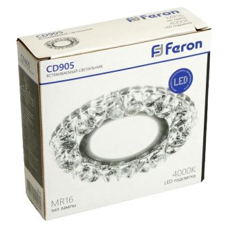 Светильник встраиваемый с белой LED подсветкой Feron CD905 потолочный MR16 G5.3 белый, 28848