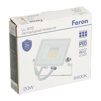 Светодиодный прожектор Feron LL-919 IP65 20W 6400K, 29494