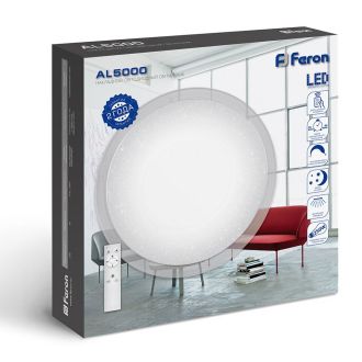 Светодиодный управляемый светильник накладной Feron AL5000 STARLIGHT тарелка 36W 3000К-6500K белый с кантом, 29633