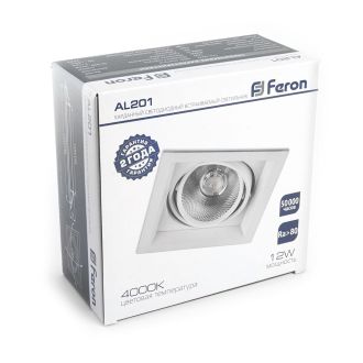 Светодиодный светильник Feron AL201 карданный 1x12W 4000K 35 градусов, белый, 29773
