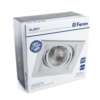 Светодиодный светильник Feron AL201 карданный 1x20W 4000K 35 градусов, белый, 29776