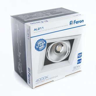 Светодиодный светильник Feron AL211 карданный 1x30W 4000K 35 градусов, белый, 29779