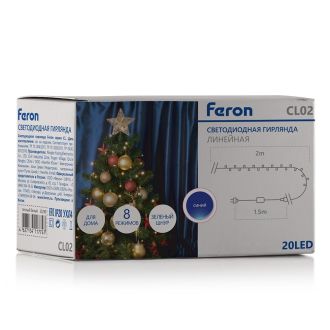 Светодиодная гирлянда Feron CL02 линейная 2м +1.5м 230V синий, c питанием от сети, контроллером, зеленый шнур, 32286