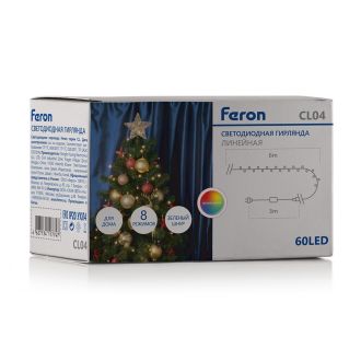 Светодиодная гирлянда Feron CL04 линейная 6м +3м 230V мультиколор, c питанием от сети, контроллером, зеленый шнур, 32296