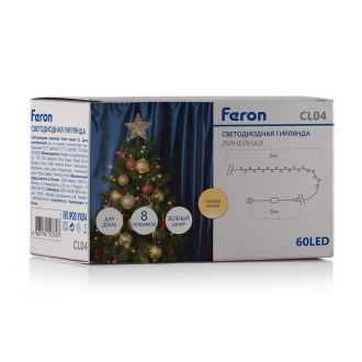 Светодиодная гирлянда Feron CL04 линейная 6м +3м230V 2700K, с питанием от сети, контроллером, зеленый шнур, 32297