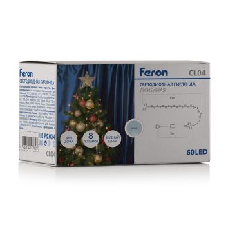 Светодиодная гирлянда Feron CL04 линейная 6м +3м 230V 5000K, с питанием от сети, контроллером, зеленый шнур, 32298