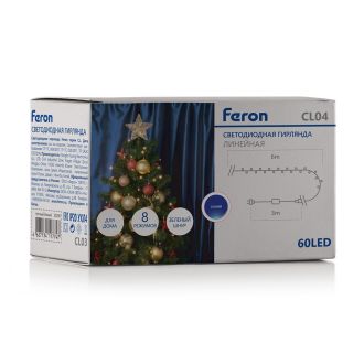 Светодиодная гирлянда Feron CL04 линейная 6м +3м 230V синий, с питанием от сети, контроллером, зеленый шнур, 32300