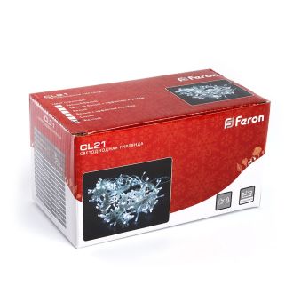 Светодиодная гирлянда Feron CL21 занавес 3*2м + 3м 2700К, c питанием от сети 230V, с эффектом стробов, белый шнур, 32341