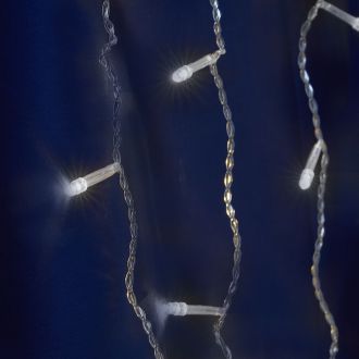 Светодиодная гирлянда Feron CL23 бахрома 5,3м*0,8м + 3м 230V 5000К, c питанием от сети, эффектом стробов, белый шнур, 32352
