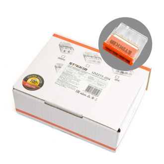 Клемма монтажная 4-проводная STEKKER для 1-жильного проводника, LD2273-204, 32390 (комплект 100 шт.)