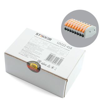 Клемма строительно-монтажная 8-проводная STEKKER, LD222-418, 32399 (комплект 25 шт.)