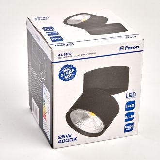 Светодиодный светильник Feron AL520 накладной 25W 4000K черный, 32464
