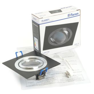 Светильник встраиваемый Feron DL2801 потолочный MR16 G5.3 черный-хром, 32638