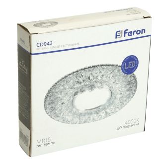 Светильник встраиваемый с LED подсветкой Feron CD942 потолочный MR16 G5.3 прозрачный, 32655