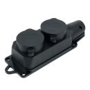 Розетка переносная 2-местная c/з STEKKER, RST16-22-44, 250В, 16А, IP44, черный, 32738