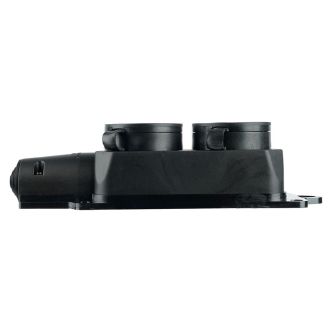 Розетка переносная 2-местная c/з STEKKER, RST16-22-44, 250В, 16А, IP44, черный, 32738