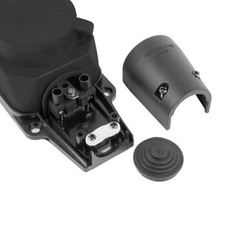 Розетка переносная 2-местная c/з STEKKER, RST16-22-44, 250В, 16А, IP44, черный, 32738