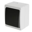 Выключатель 1-клавишный STEKKER, PSW10-111-54, открытой установки, 250В, 10А, IP54, серый/графит, 32752