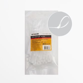 Хомут нейлоновый STEKKER NYCT25-100 2,5x100 мм, d пучка max 22 мм, нагрузка 8 кг, белый, упаковка 100 шт., 32771