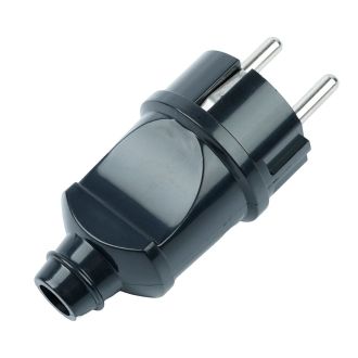 Вилка прямая с/з STEKKER, PPG16-42-201, ABS пластик, 250В, 16A, IP20, черный, 32852