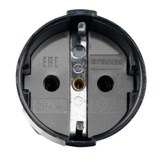 Розетка переносная 1-местная с/з STEKKER, PST16-40-200, пластик 250В, 16А, IP20, черный, 32854