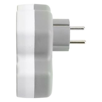 Разветвитель сетевой 3-местный с/з STEKKER ADP16-13-20, 250V, 16A, ABS огнеустойчивый пластик, белый/серый, 32871